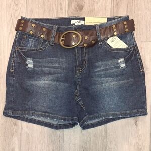 Cato Blue Jean Shorts with Brown Belt